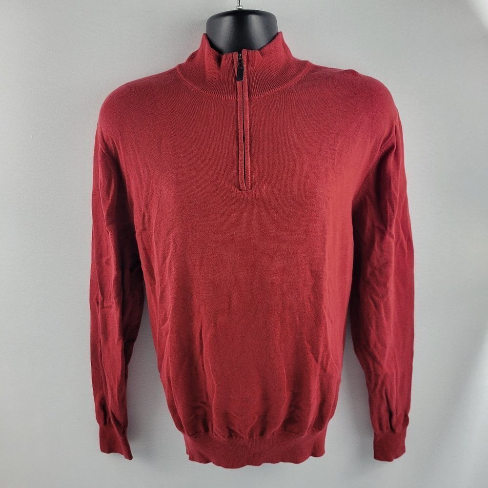 Jos A Bank signature collection quarter zip sweater mens pima Large red Mens 434